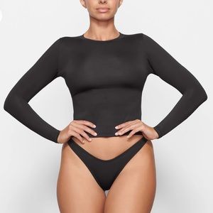 Skims Swim Long Sleeve Shirt Onyx Size Medium